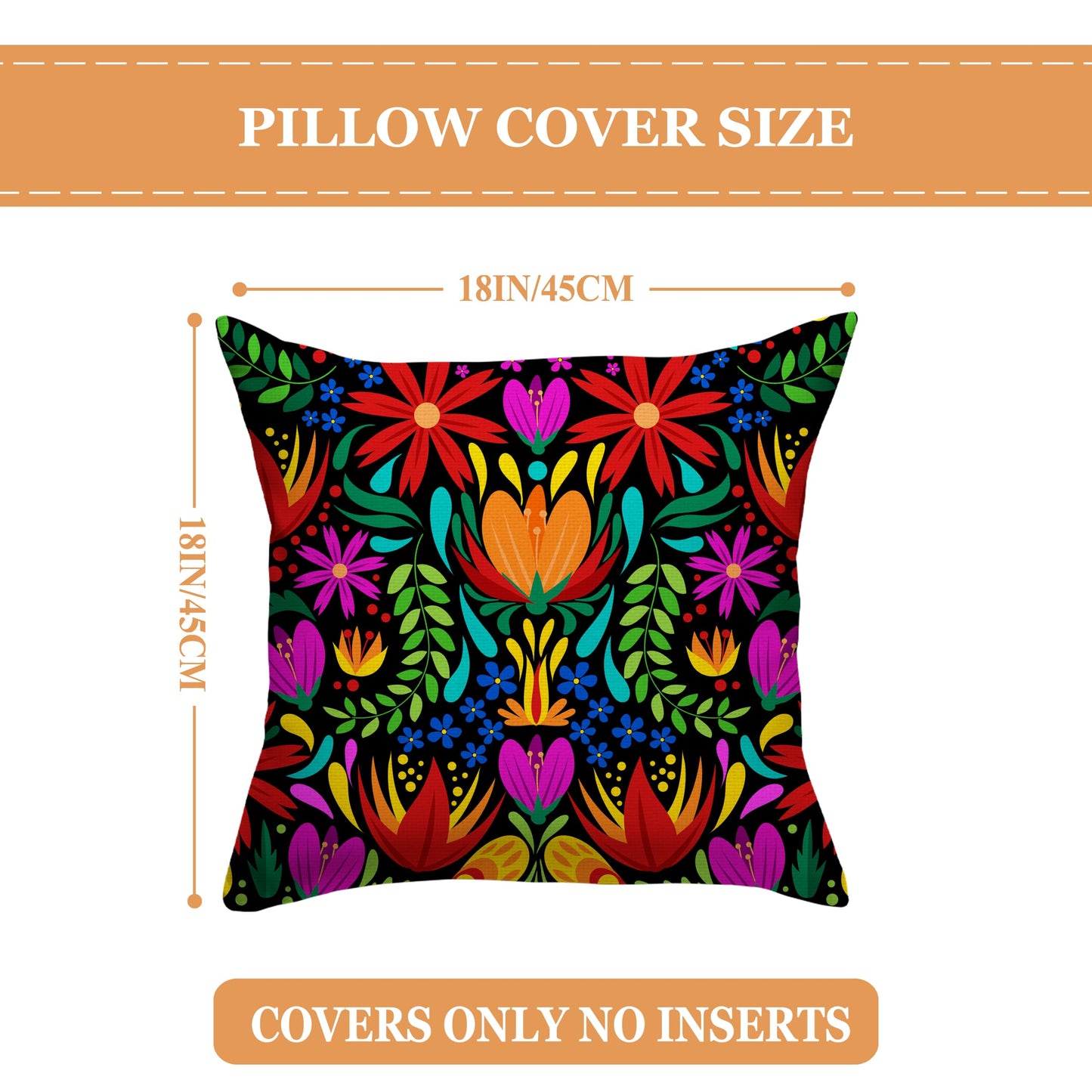 FARMNALL Mexican Fiesta Throw Pillow Covers 18x18 Set of 4 Dragonfly Flower Dahlia Pillow Case Day of The Dead Dia De Los Muertos Cinco De Mayo Decorations