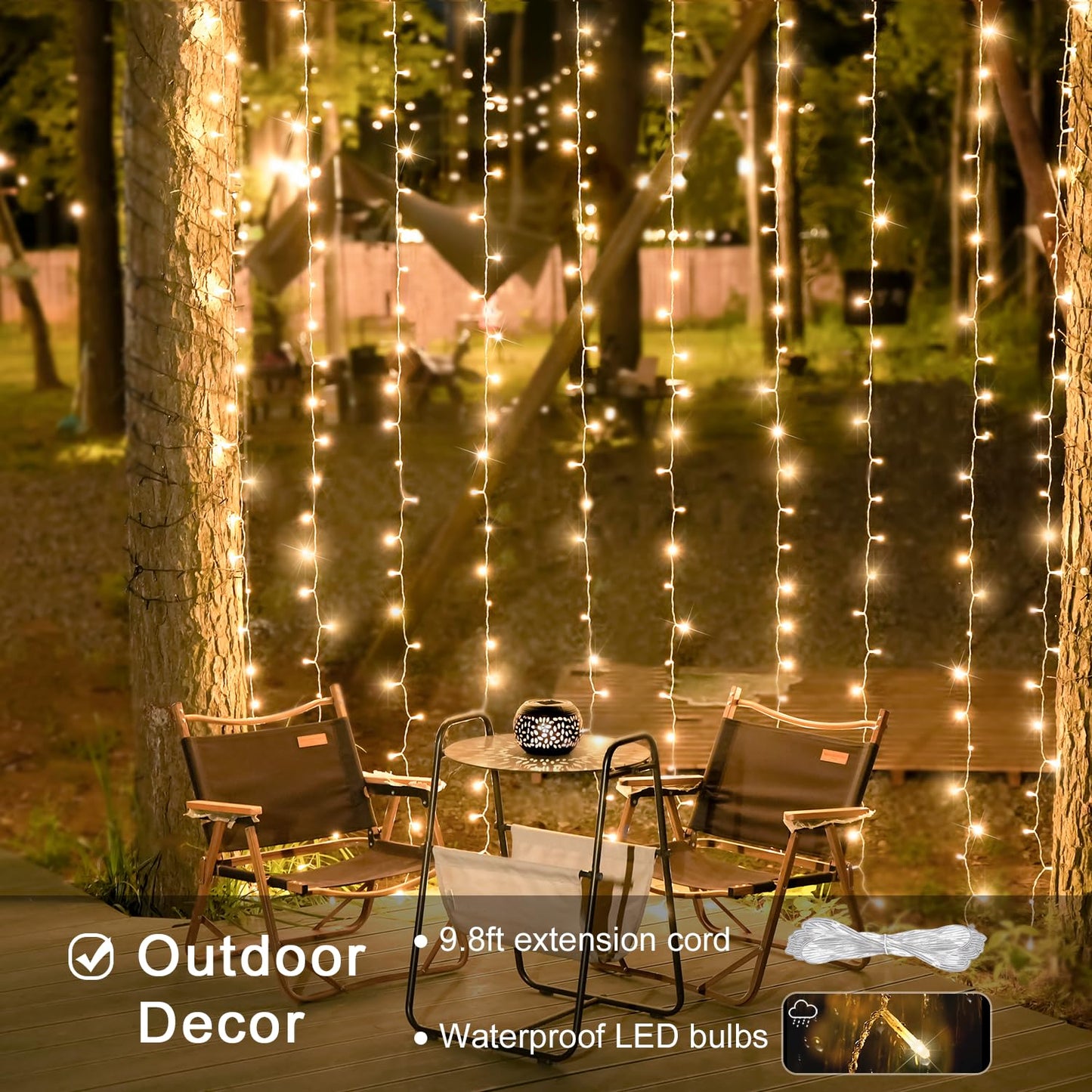 JMEXSUSS 300 LED Remote Control Christmas Curtain Lights, Plug in Fairy Curtain Lights Outdoor, Window Wall Hanging Curtain String Lights for Bedroom Backdrop Wedding Party Indoor Decor, Warm White