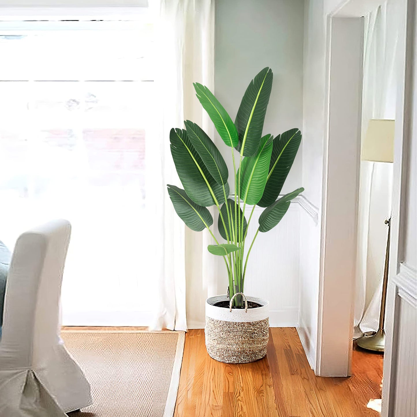 Amyove [ 2Pack ] 60 inchs Artificial Tree Bird of Paradise with 10Trunks, 5 Feet Faux Plant Fake Banana Tree Plant with Pot for Home, Decor, Indoor, Outdoor, Living Room, Office