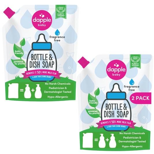 Dapple Baby Bottle Soap, Hypoallergenic Dish Soap for Baby Bottles, Powered by Plants, 1 Pump Included, Packaging May Vary, Fragrance Free, 16.9 Fl Oz (Pack of 3)