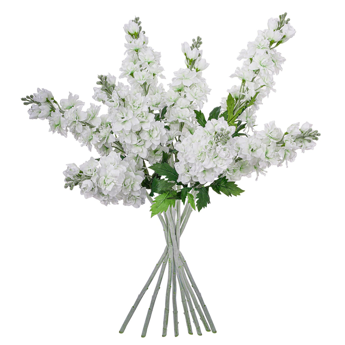 Fake Flowers Artificial Flowers Delphinium Fake Flowers 23.6” Long Stem Artificial Flowers for Tall Vase Silk Flowers for Home Decor Indoor Wedding Aisle Decoration Spring Flowers (White) 8Pcs