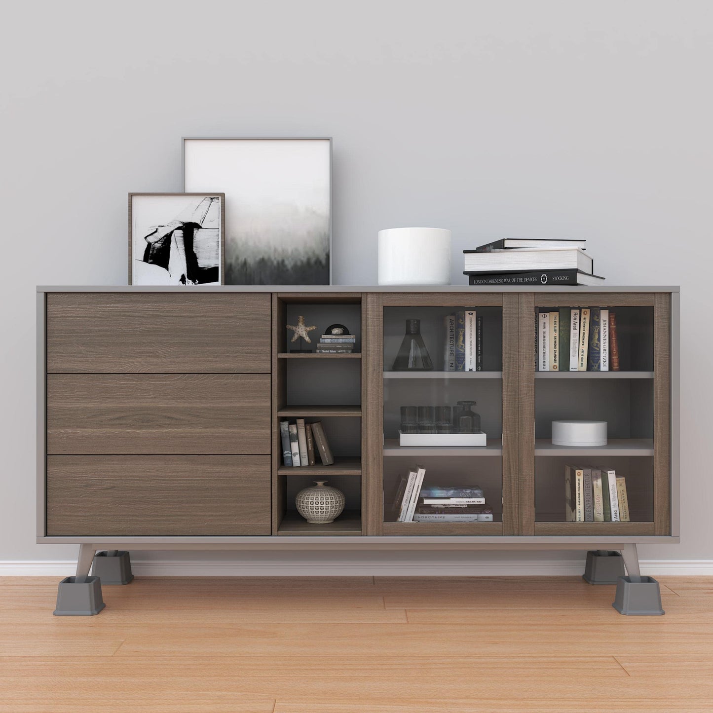 Whynonap Bed Risers 2 Inch Heavy Duty Bed Elevators, Set of 6 Lifts Up 2000 lbs Furniture Riser for Sofa and Table, Gray