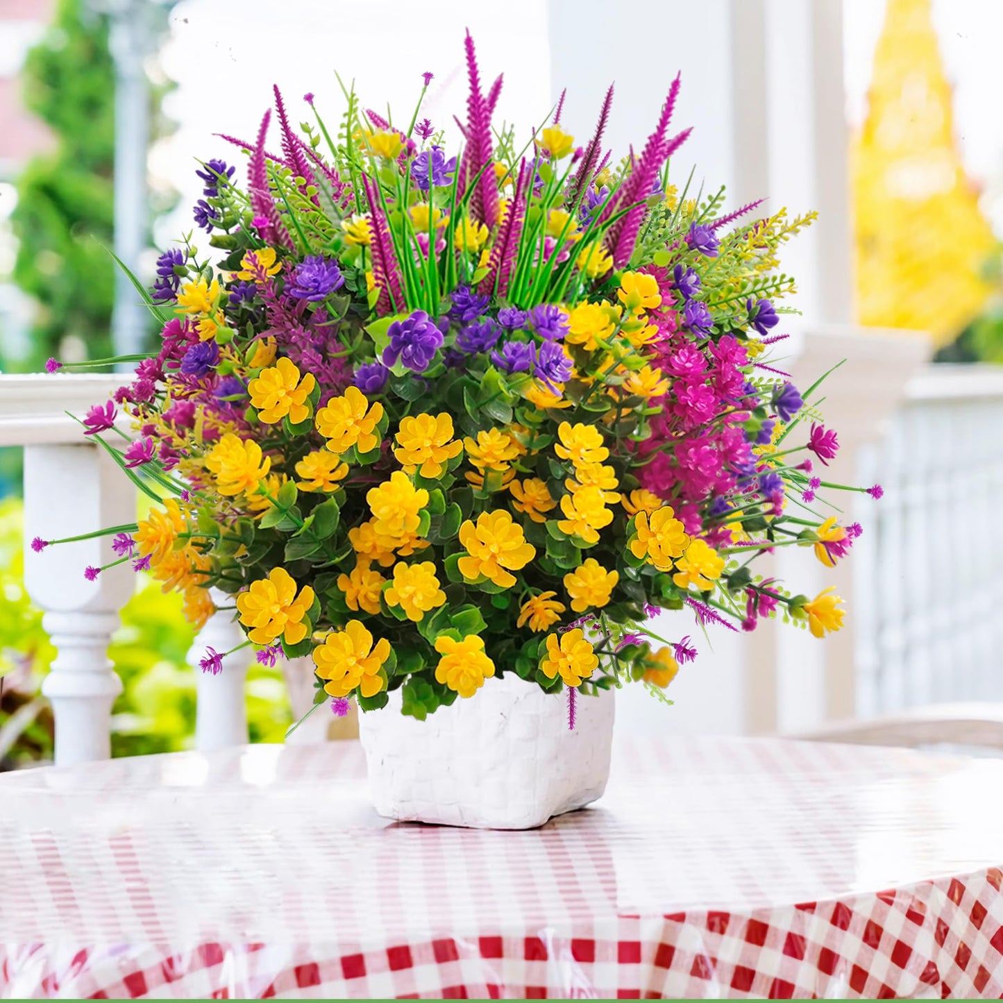 TSTWETO Artificial Flowers for Outdoors, 20 Bundle Artificial Plants Outdoor Fake Flowers UV Resistant, Outdoor Fake Plants Plastic Faux Flowers for Porch Window Box Garden