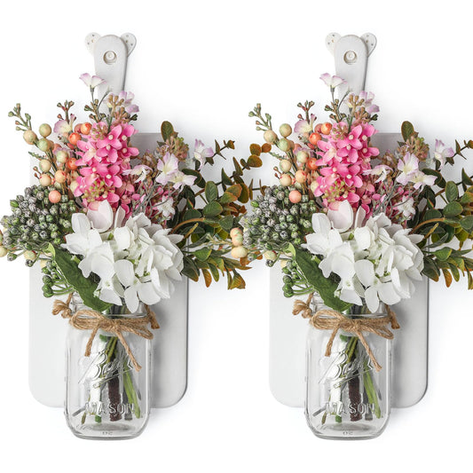 Mimorou 2pack Mason Jar Sconce Wall Decor Rustic Wall Sconces Glass Jar Handmade Hanging Sconce Wall Decor Wood Board with Mason Jars for Living Room Dining Room Bedroom Kitchen Farmhouse Home Decor