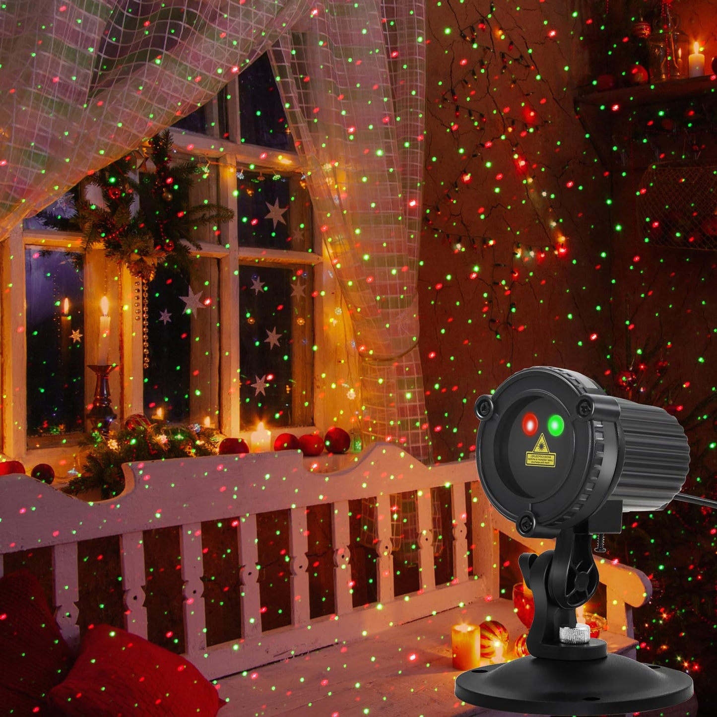 HERHOTER Christmas Laser Lights Outdoor,Red and Green Moving Outdoor Laser Light, Waterproof Garden House Decoration Laser Christmas Lights