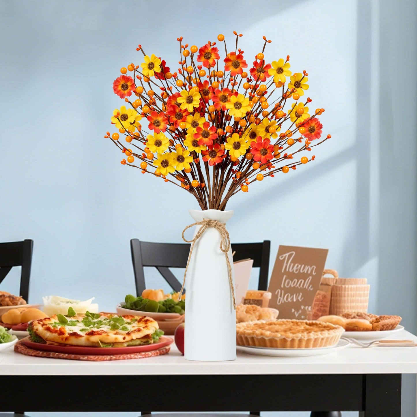 MAINGKAUNG Fall Floral Stems 12PCS Fall Floral Picks 17 Inch Autumn Berry Stems with Berries for Autumn Flower Arrangements Centerpieces Indoor Outdoor Decorations