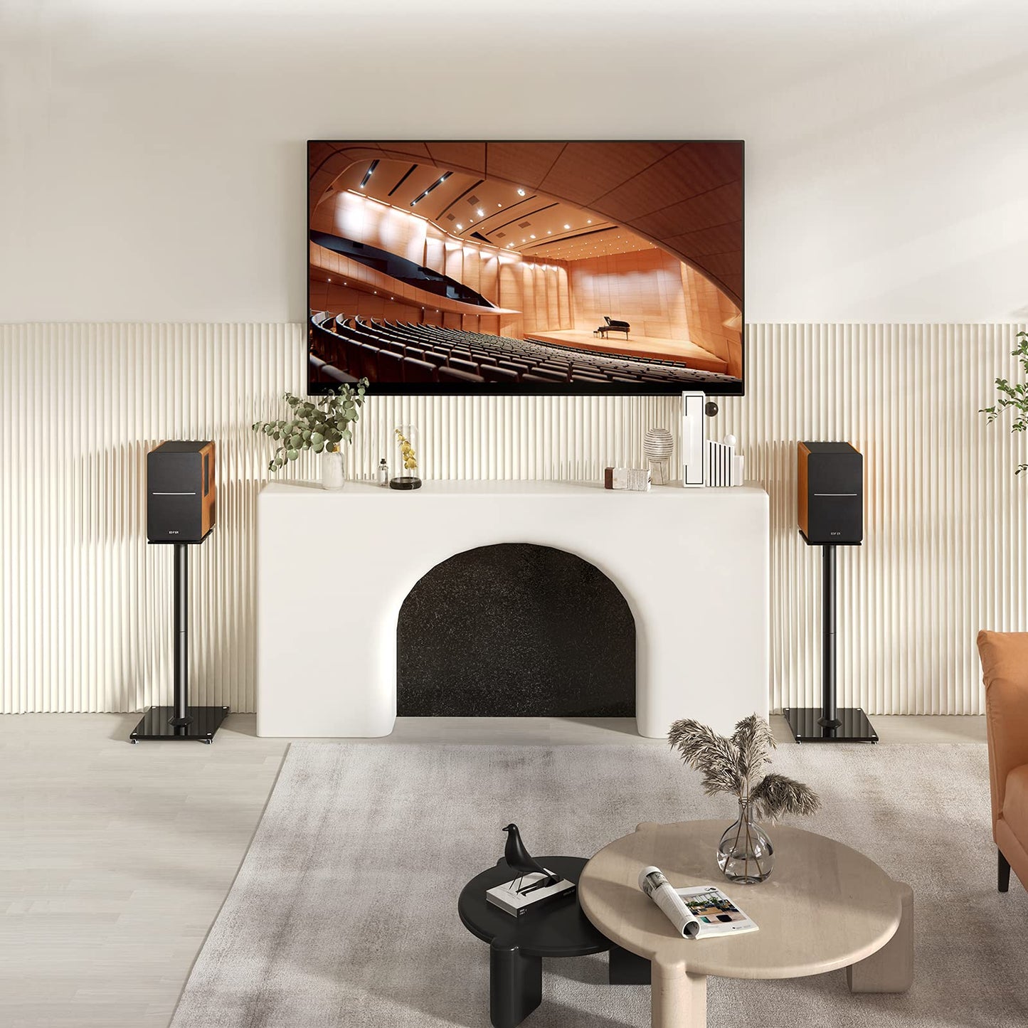 Perlegear Universal Speaker Stands for Surround Sound up to 22lbs - 28 Inch Bookshelf Speaker Stands for Bose, Polk, JBL, KEF, Klipsch & Others, Floor Speaker Stand with Cable Management 1Pair- PGSS6