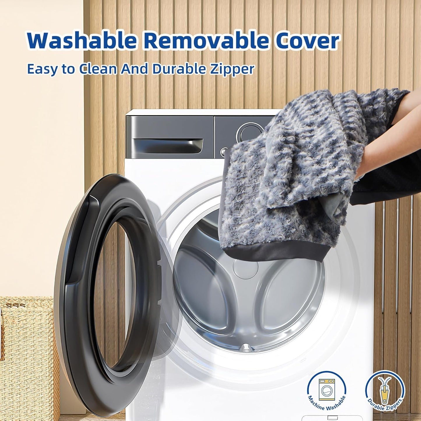 WESTERN HOME WH Dogs Beds for Medium Large Dogs, with Removable Washable Cover, Egg Crate Foam Dog Beds Large Sized Dog Waterproof Pet Bed Mat, Non-Slip Bottom