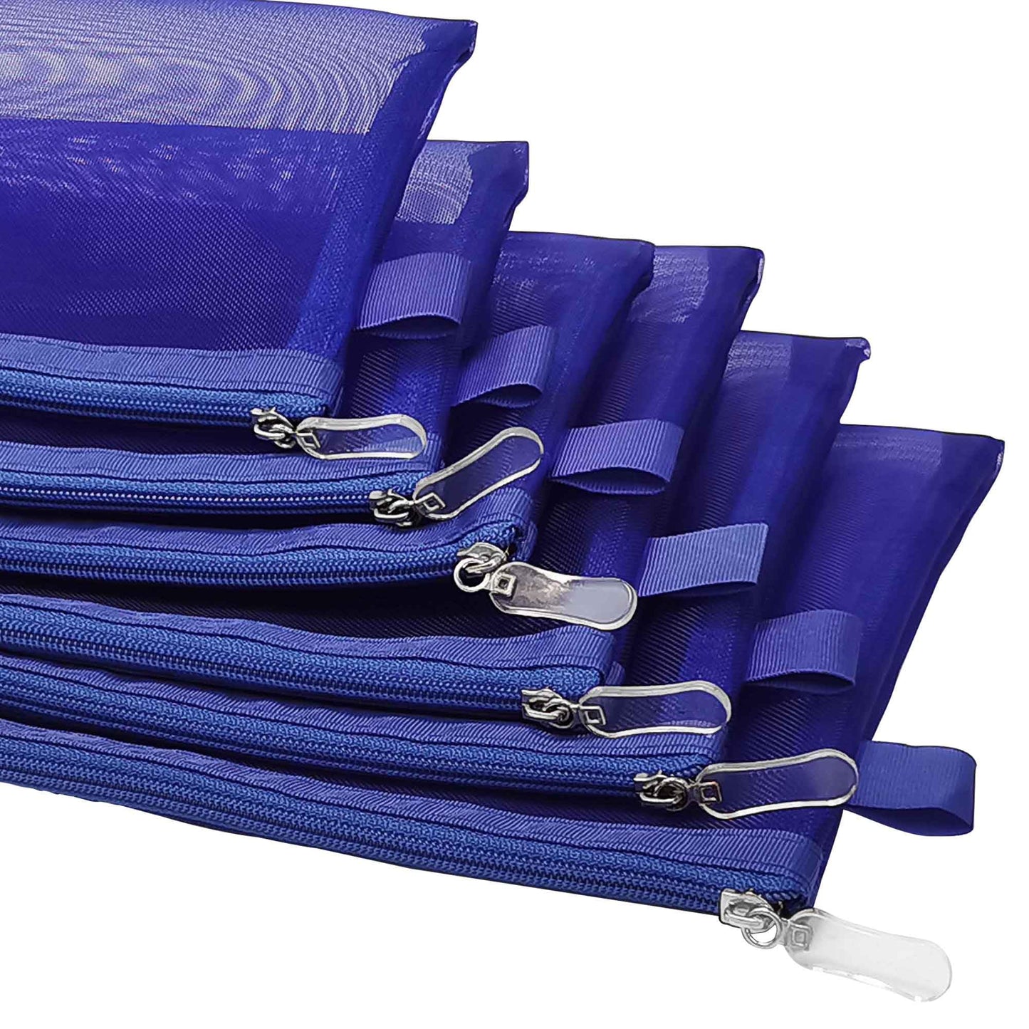 Topfinder Clear Cosmetic Bags Zip Makeup Mesh Bags Pencil Case Pouch Travel Toiletry Kit Set Storage Case ((6A+5A)*3 Dark Blue)