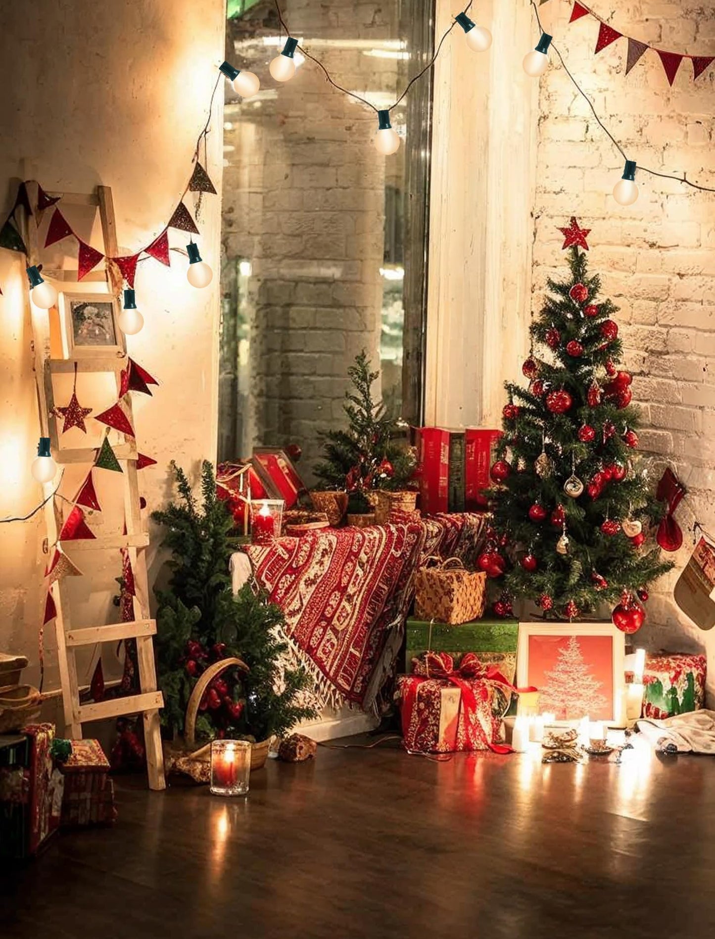 GOOTHY Outdoor String Lights 25Ft G40 Globe Patio String Light with 27 Frosted White Bulbs(2 Spare) Hanging Outdoor Christmas Lights for Backyard Porch Balcony Party Christmas Decor