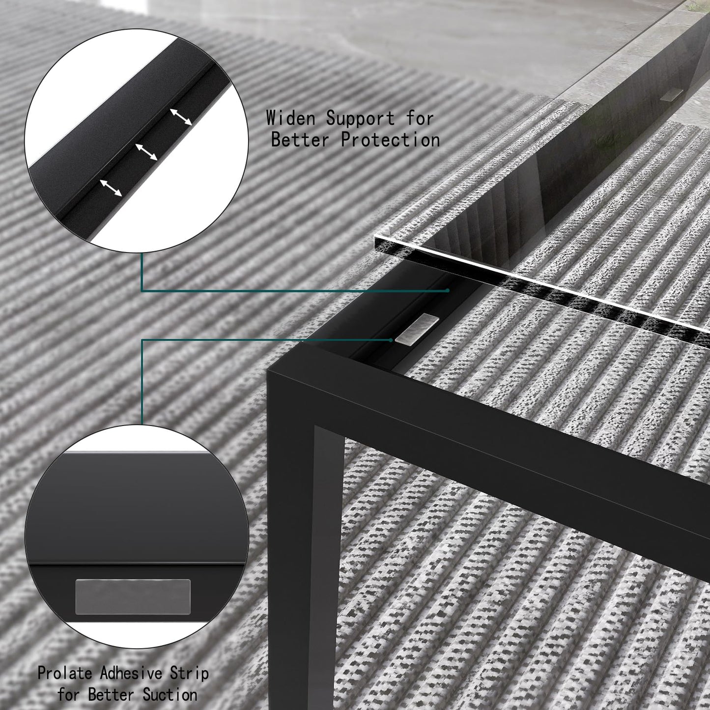 Glass Coffee Table Modern Center Table,Minimalist Coffee Table Sofa Side Tea Table for Living Room,Tempered Glass-top with Sturdy Metal Frame, Easy Assembly,26.4 x 26.4 x 15.7 Inches, Black