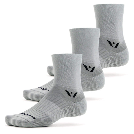 Swiftwick- ASPIRE FOUR (3 Pairs) Cycling & Trail Socks, Breathable, Compression Fit (Pewter, Large)