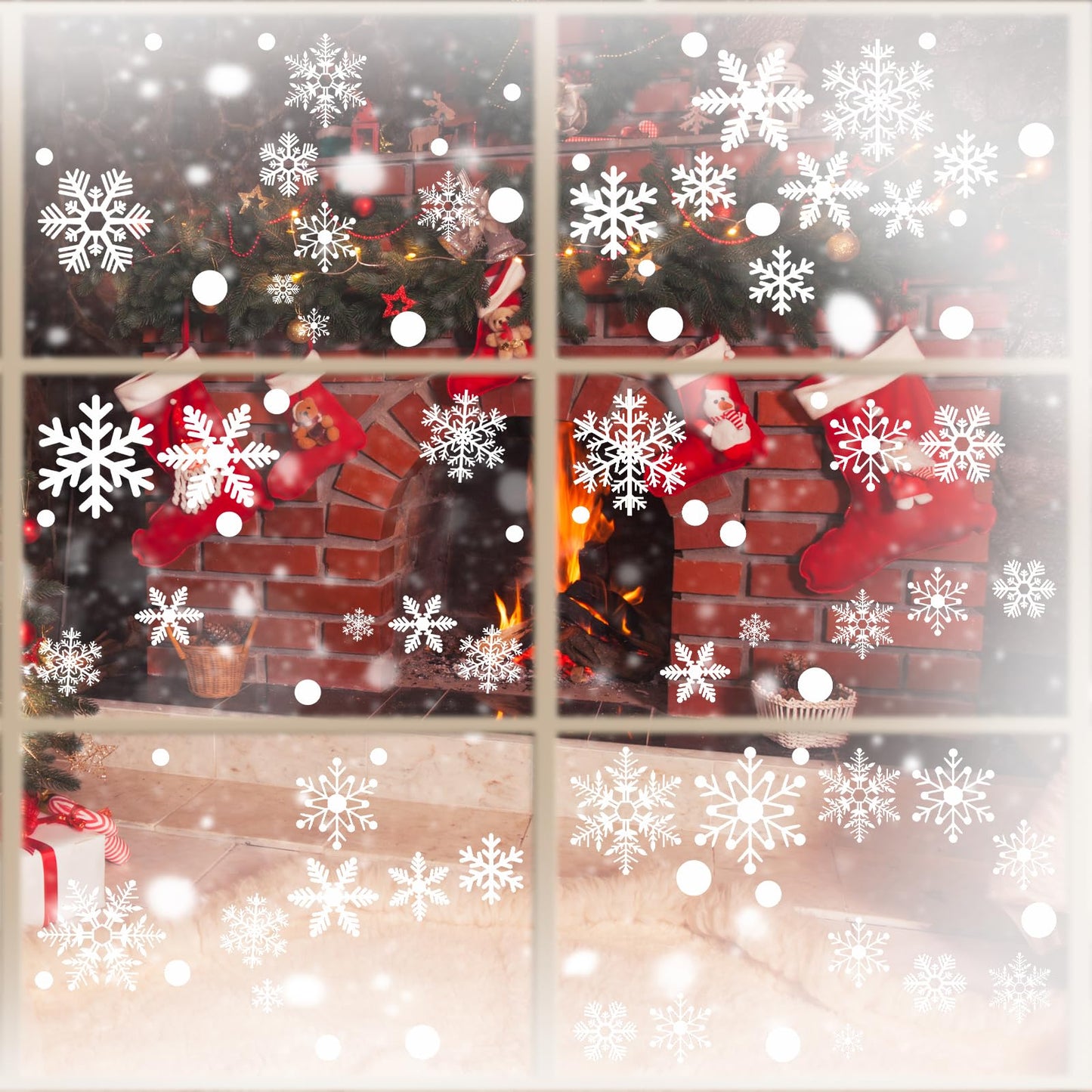 321PCS Snowflake Window Clings for Glass Windows, 9 Sheets Christmas Window Clings for Glass Windows Snow Spray, Winter Window Clings Xmas Holiday, Christmas Decorations for Office Clearance Indoor