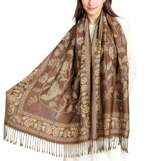 Achillea Reversible Festival Pashmina Rave Scarf, Shawls and Wraps for Evening Dress, Indian Scarves for Women