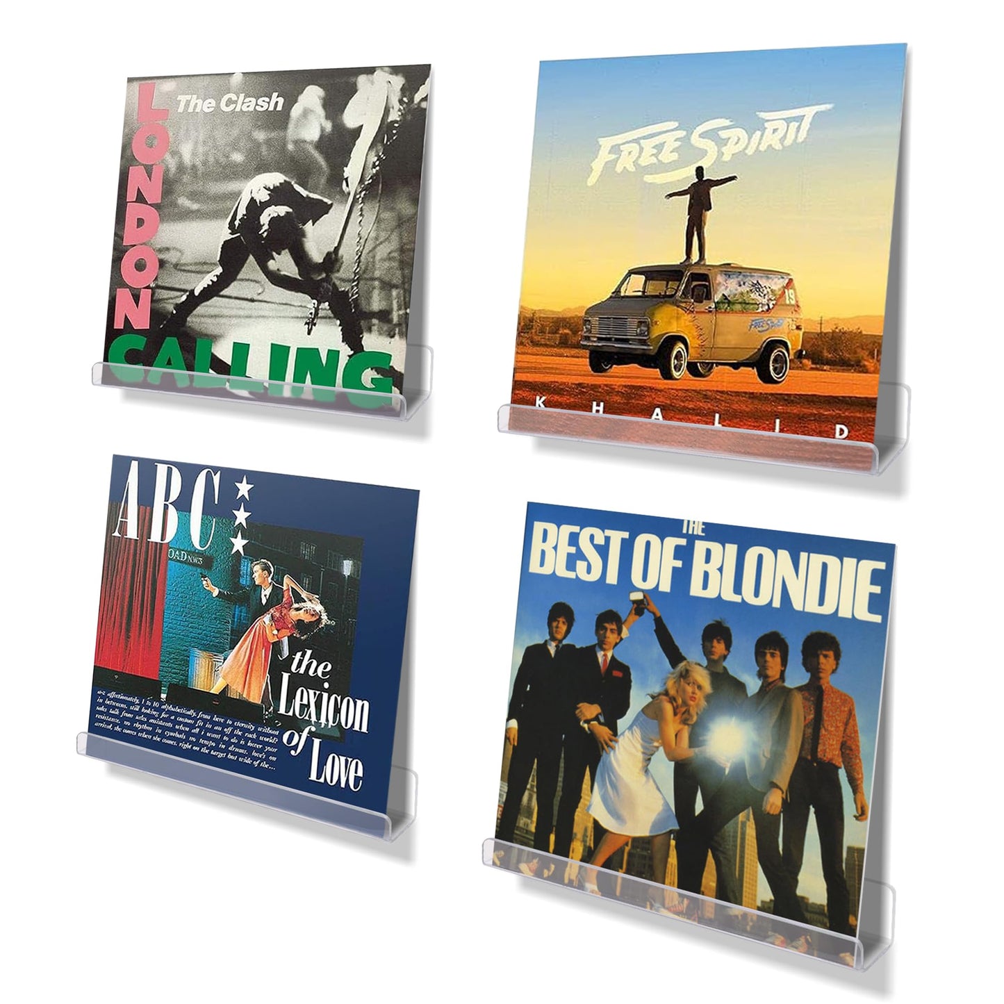 upsimples 8 Pack Vinyl Record Wall Mount Shelves, 12" Vinyl Holder for Album Record Storage & Display, Clear Acrylic Floating Shelves for Wall Decor, Kids Bookshelf, Magazine Rack, Picture Ledge