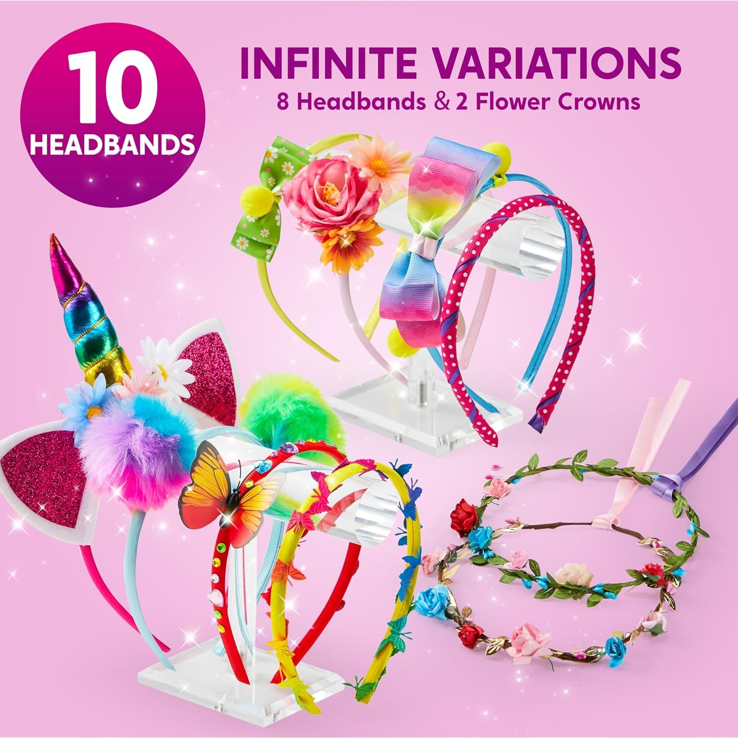 Klever Kits Headband Making Kit for Girls - Make Your Own Fashion Headbands - DIY Hair Accessories Set, DIY Arts and Crafts Gifts for 5 6 7+ Year Old