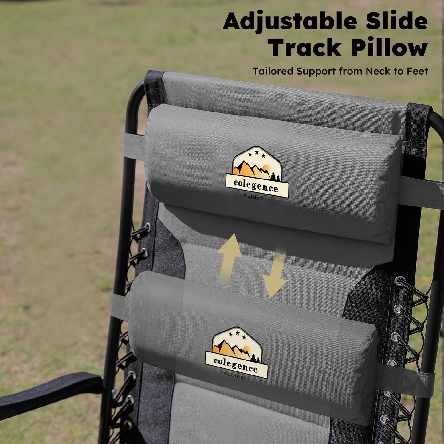 Colegence Oversized Padded Zero Gravity Lounge Chair, Foldable Patio Anti Gravity Reclining Chairs Folding Lawn Recliner with Cup Holder for Yard, Camping, Outdoor, Support 350 LBS, Black