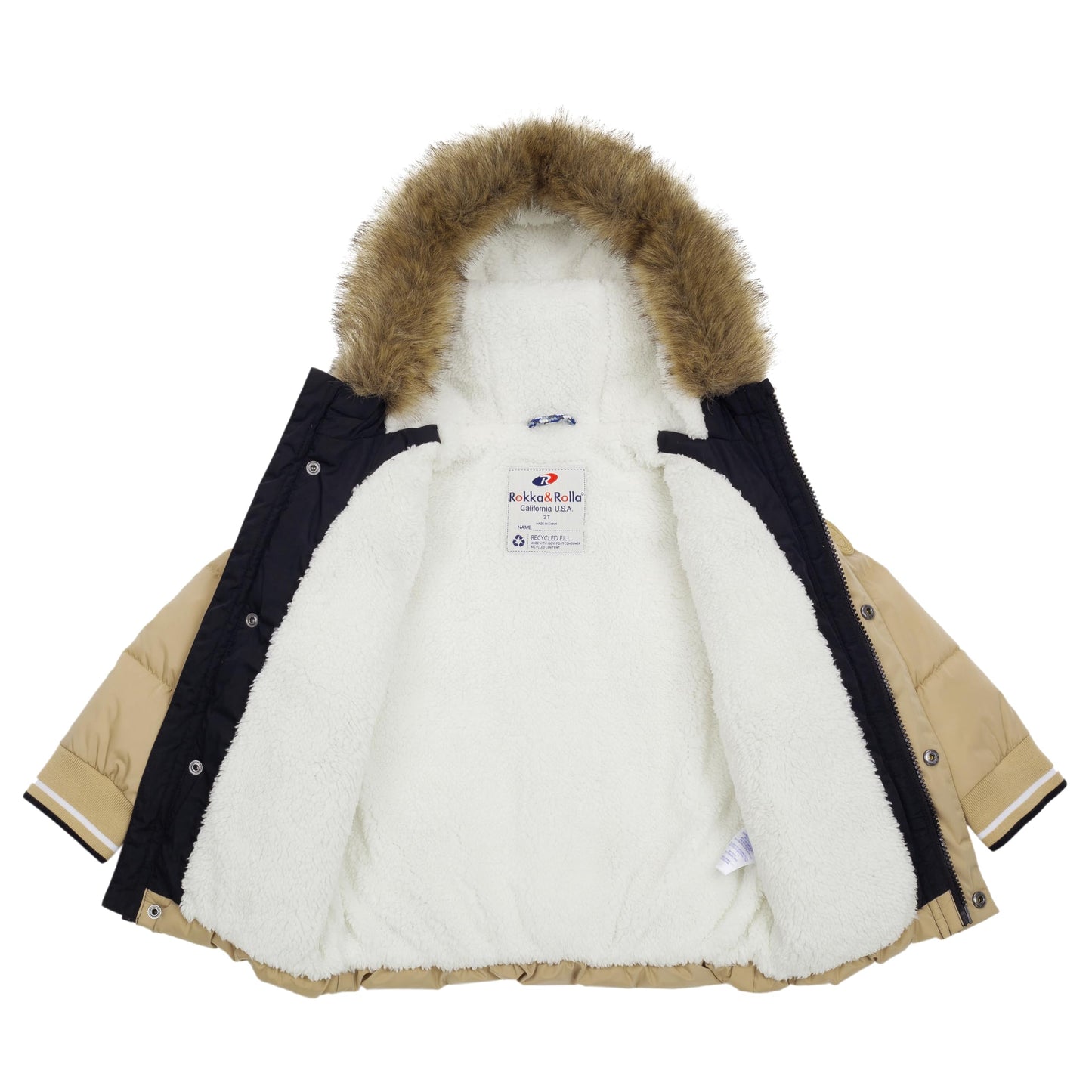 Rokka&Rolla Toddler Boys' Water-Resistant Sherpa Fleece Lined Puffer Jacket Winter Parka Coat