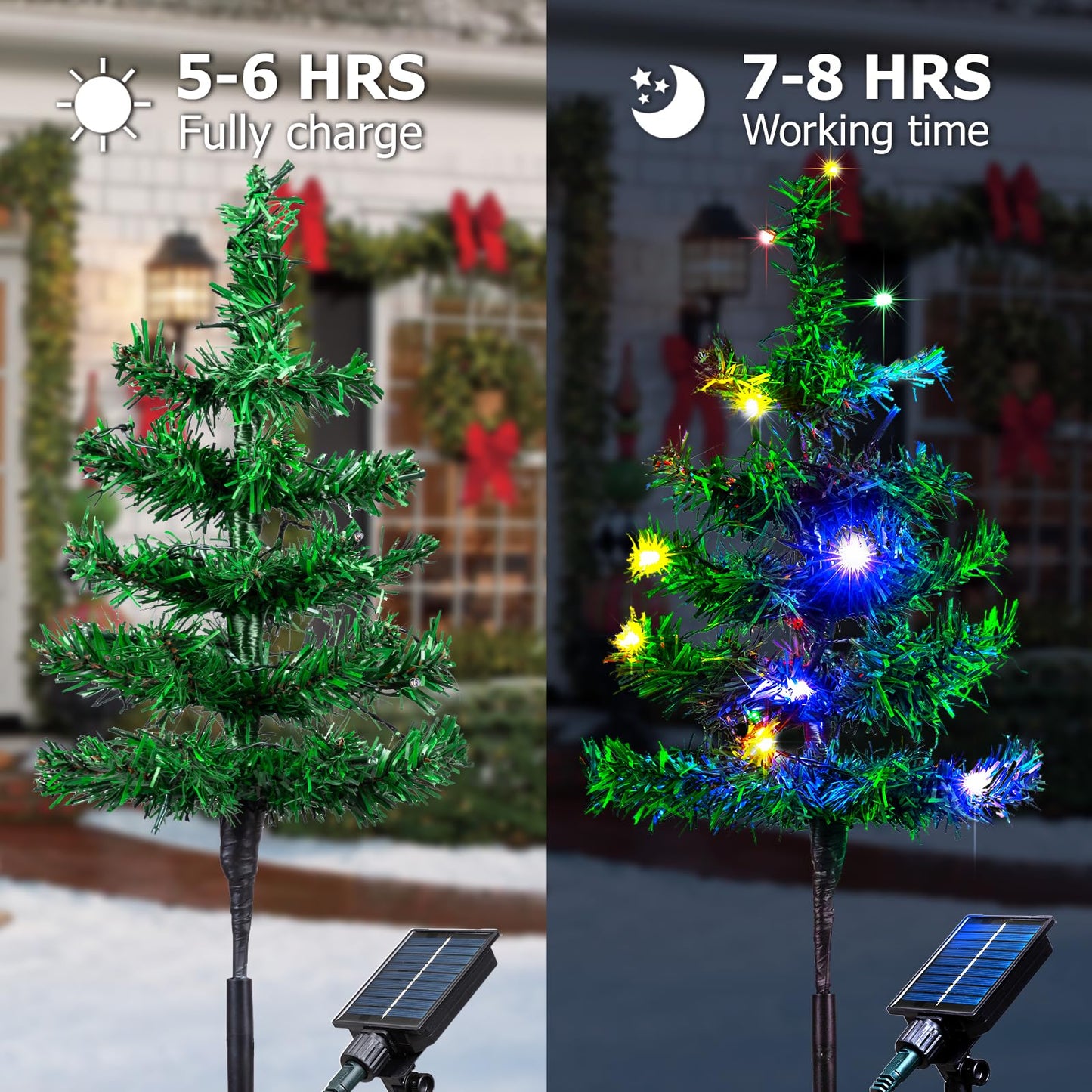 Vbioa Solar Christmas Tree Lights Outdoor - 2pcs Garden Decorations, Waterproof Lights for Yard, Gifts for Women, Mom