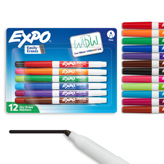 EXPO Dry Erase Markers Whiteboard Markers with Low Odor Ink Fine Tip Assorted Vibrant Colors 21 Count