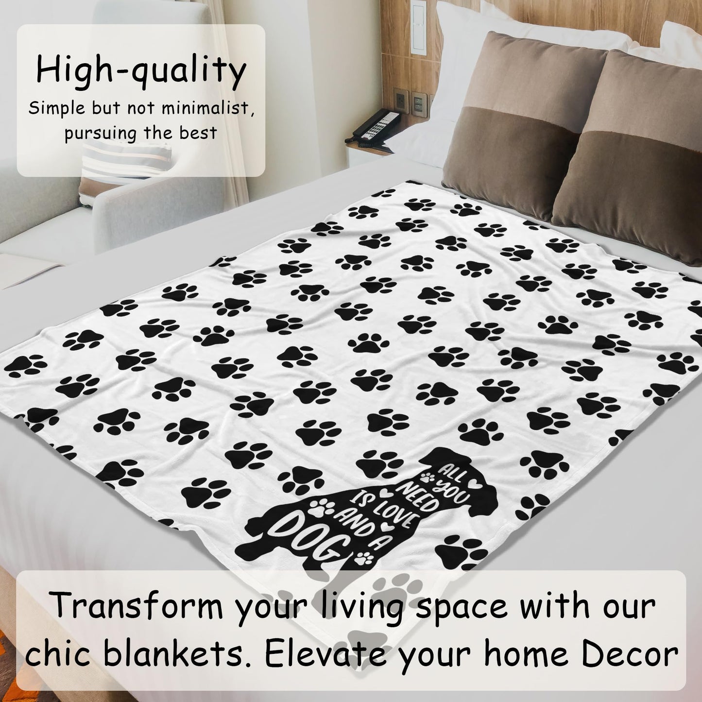 HIWX Paw Print Dog Blanket – Soft Throw for Dog Moms, Gift Idea for Pet Owners, Cozy Blanket for Couch or Bed, 50x60 Inches