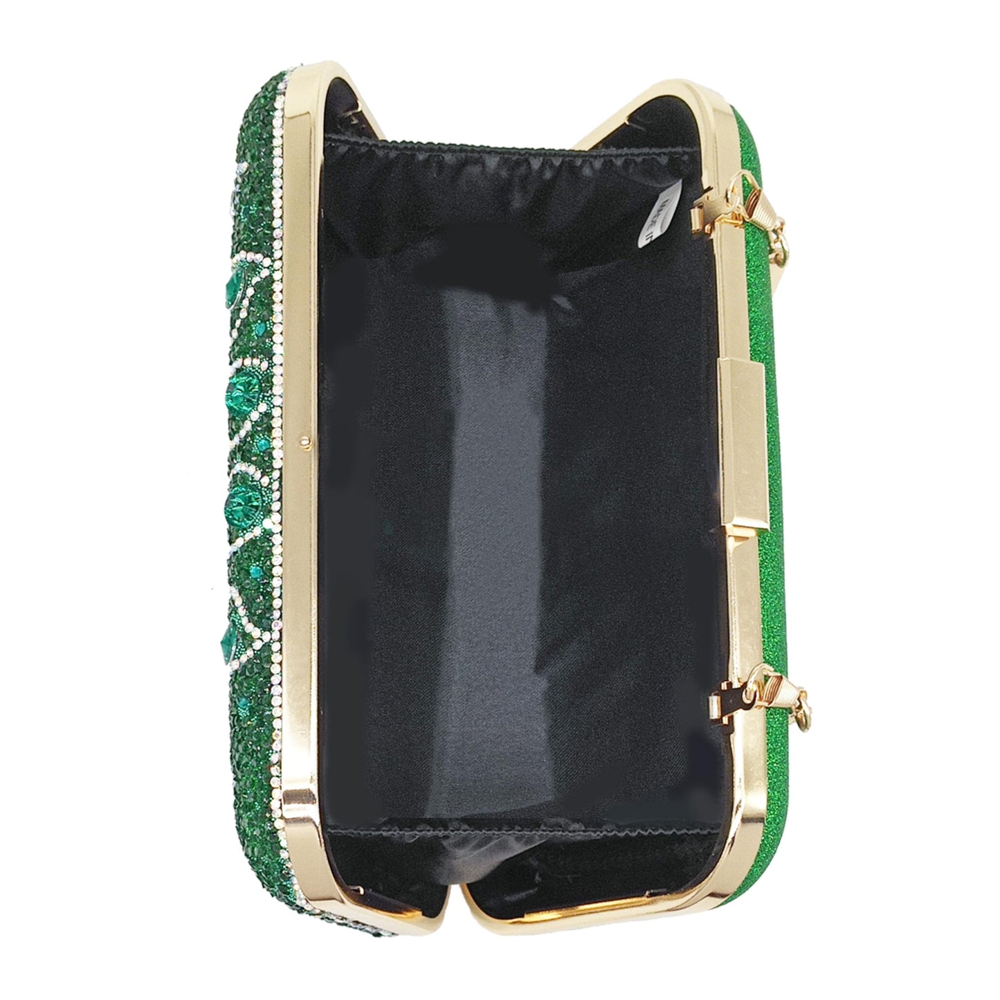 MAIRLOM Rhinestone Clutch Purses for Women Evening Wedding Formal - Round Pearl Clasp Handbag - Crystal Diamond Bag(Square Peacock Green)