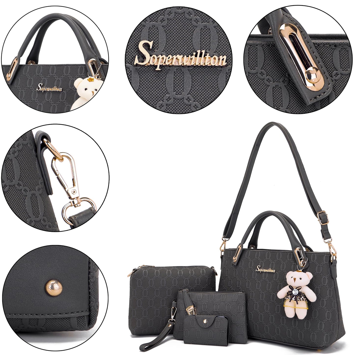 Purse for Women Fashion Medium Shoulder Bag Crossbody Bag Top Handle Tote Handbag Set 4PCS