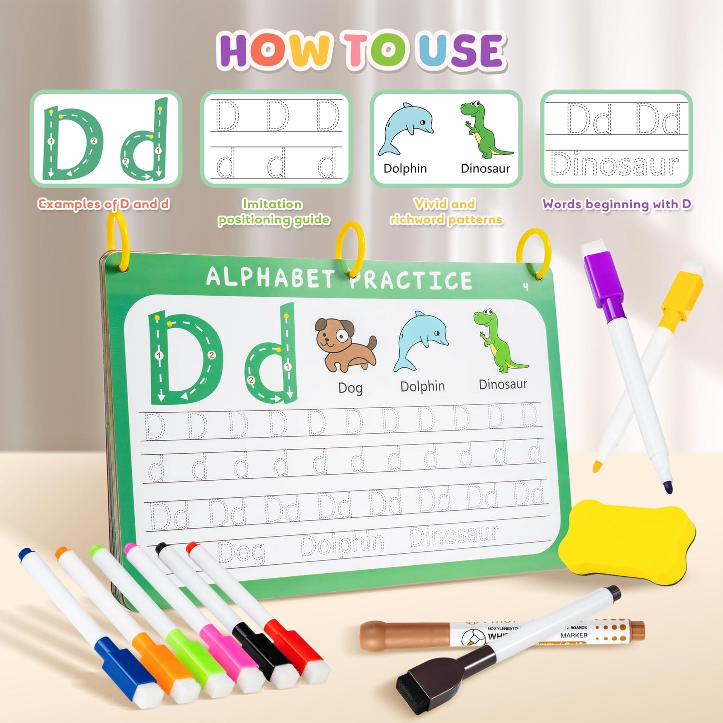 Fabeto Preschool Learning Activities Educational Workbook: Prek Handwriting Practice Tracing Busy Book - Toddlers Educational Toys - Autism Learning Materials | Montessori Games for Kids Age 2 3 4 5