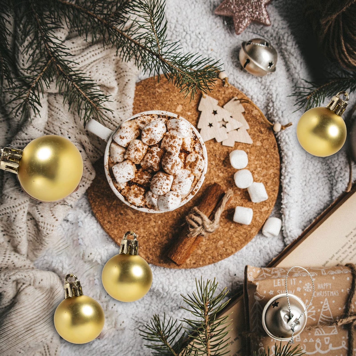 GOOTRADES Set of 24 Mini Shatterproof Christmas Balls Tree Ornaments Party Decoration, 3cm/1.1'' (Gold)