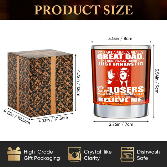 Gifts for Dad from Daughter Son Wife Fathers Day Birthday Christmas Unique Gift for Papa Cool Gifts for Daddy 11oz Whiskey Rock Glass