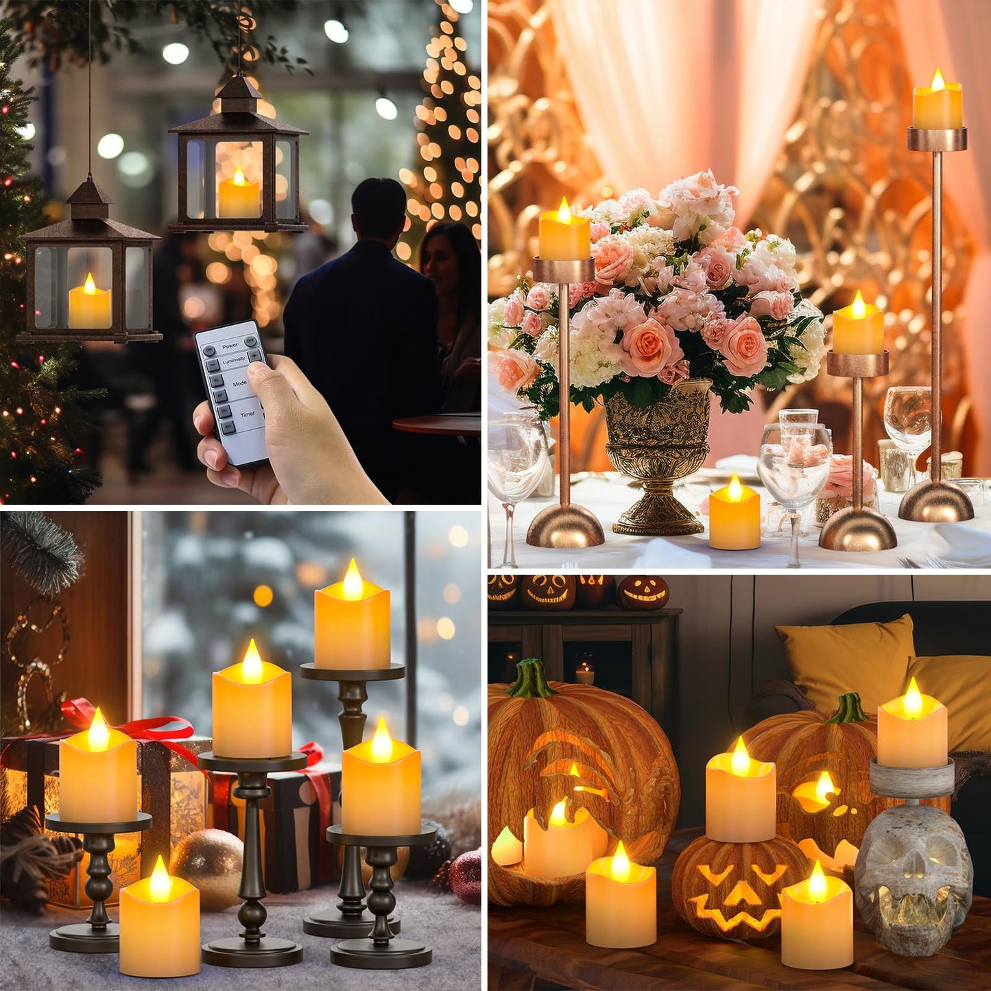 SoulBay 6pcs LED Candles Rechargeable with Remote, 1.5" D x 2.28" H Flameless Flickering Fake Battery Candles with Timer, No Battery Needed, White Electric Small Votives for Lantern Table Home Decor