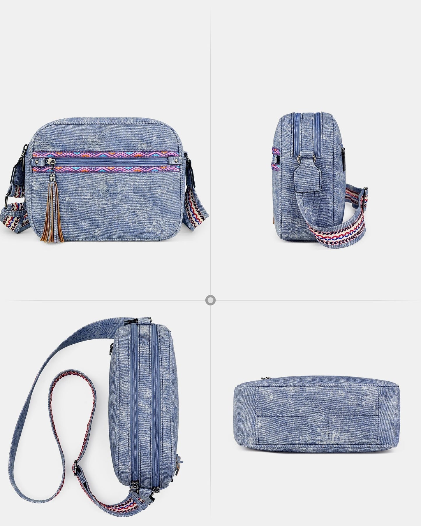 FADEON Crossbody Bags for Women Designer Vegan Leather Crossbody Purse Multi-pocket Medium Shoulder Bag with Card Slots