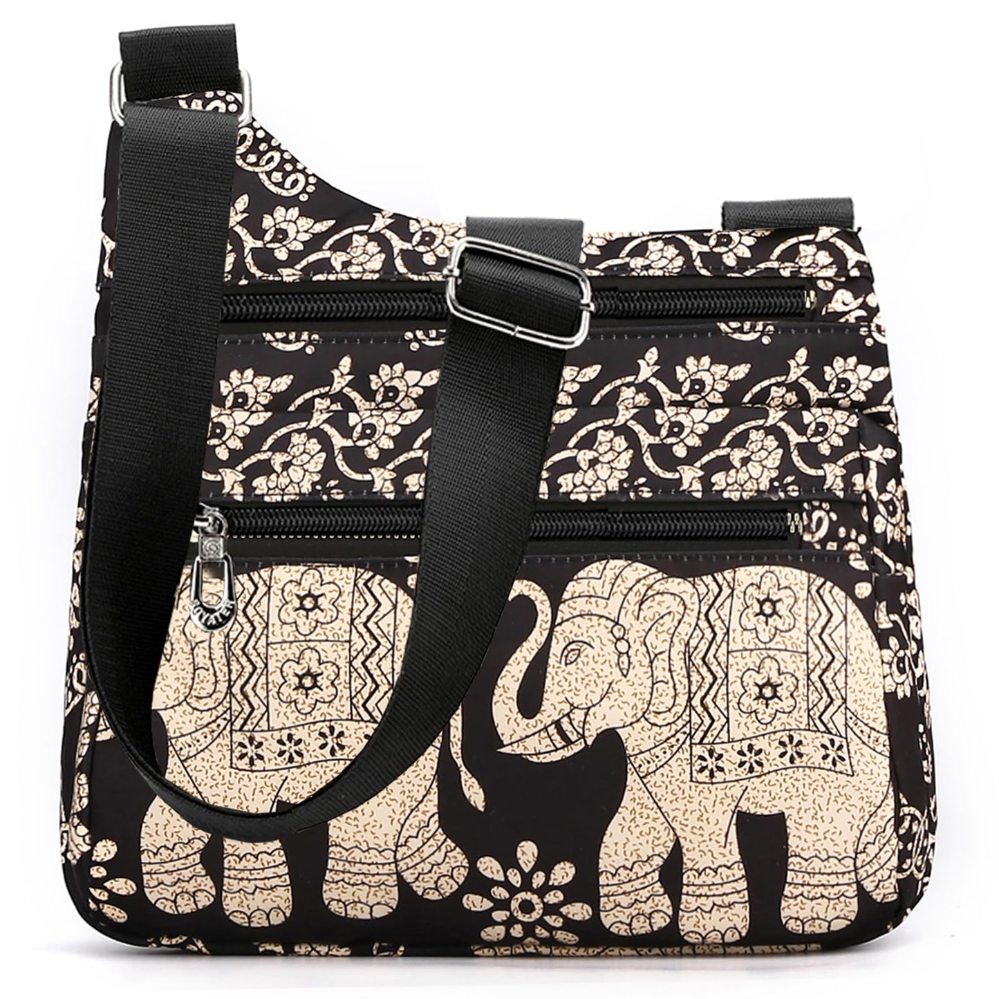 STUOYE Nylon Multi-Pocket Crossbody Purse Bags for Women Travel Shoulder Bag (Elephant)
