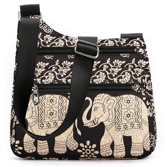 STUOYE Nylon Multi-Pocket Crossbody Purse Bags for Women Travel Shoulder Bag (Elephant)