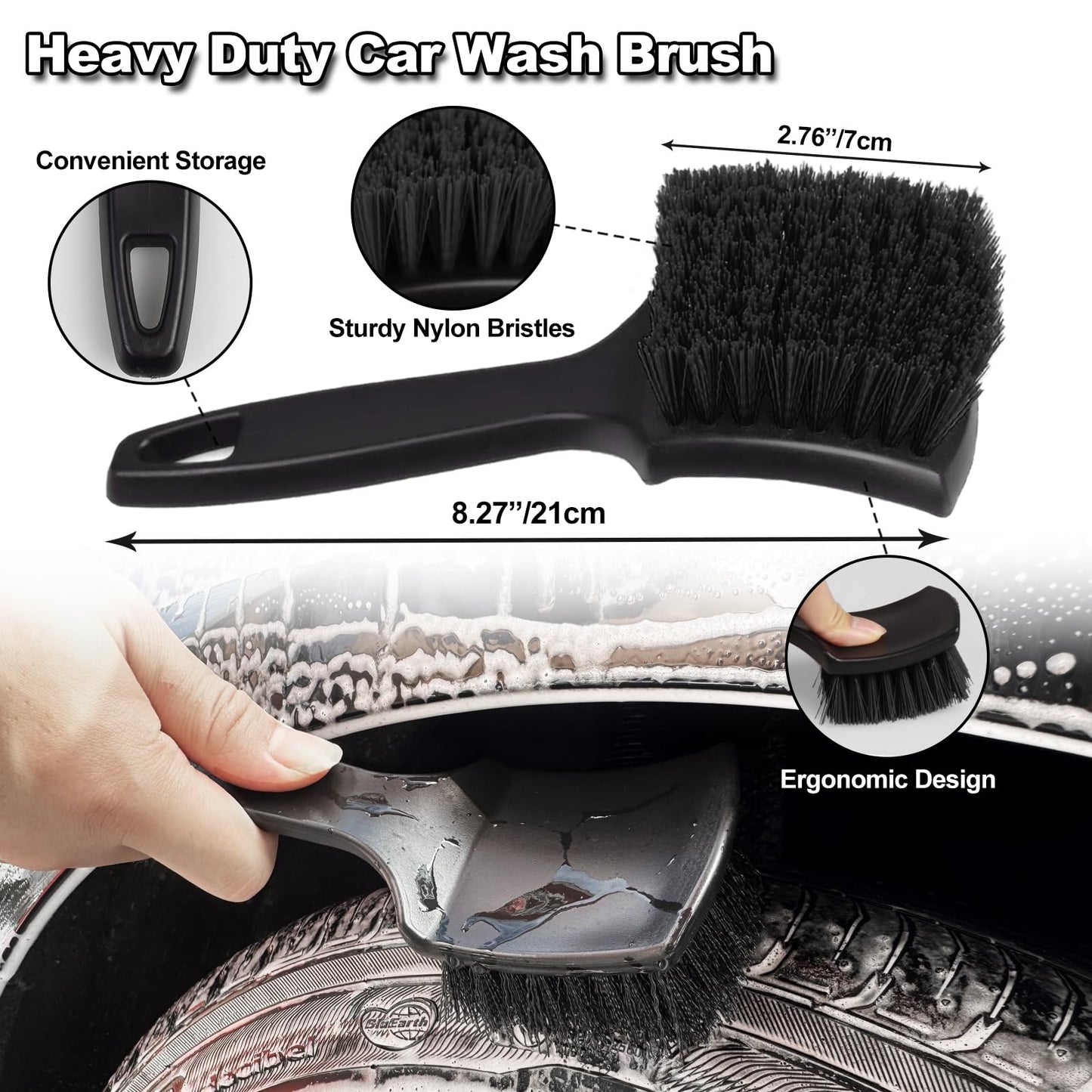 7Pcs Car Wheel Brush kit, Tire Brush, Wheel Cleaner Brush, Soft-bristled Rim Cleaner Brush, Tire Shine Applicator Pad, Car Detailing Brushes, Wheel Brushes for Cleaning Wheels,Tires