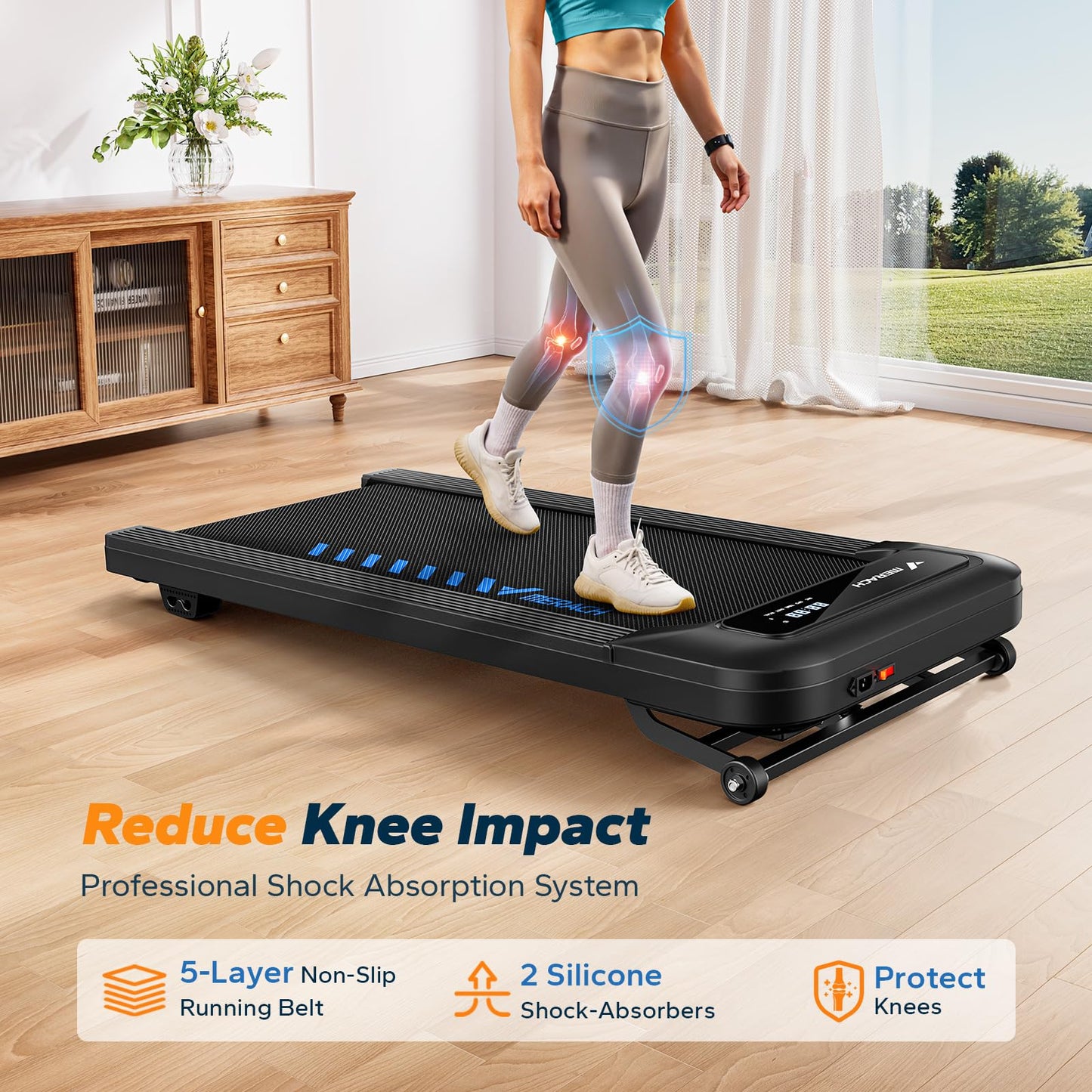 MERACH Walking Pad Treadmill with 9% Auto Incline, 2.5HP Quiet Under Desk Treadmills for Home & Office, Portable Small Treadmill with Magnetic Remote Control, APP, 3 Preset Programs