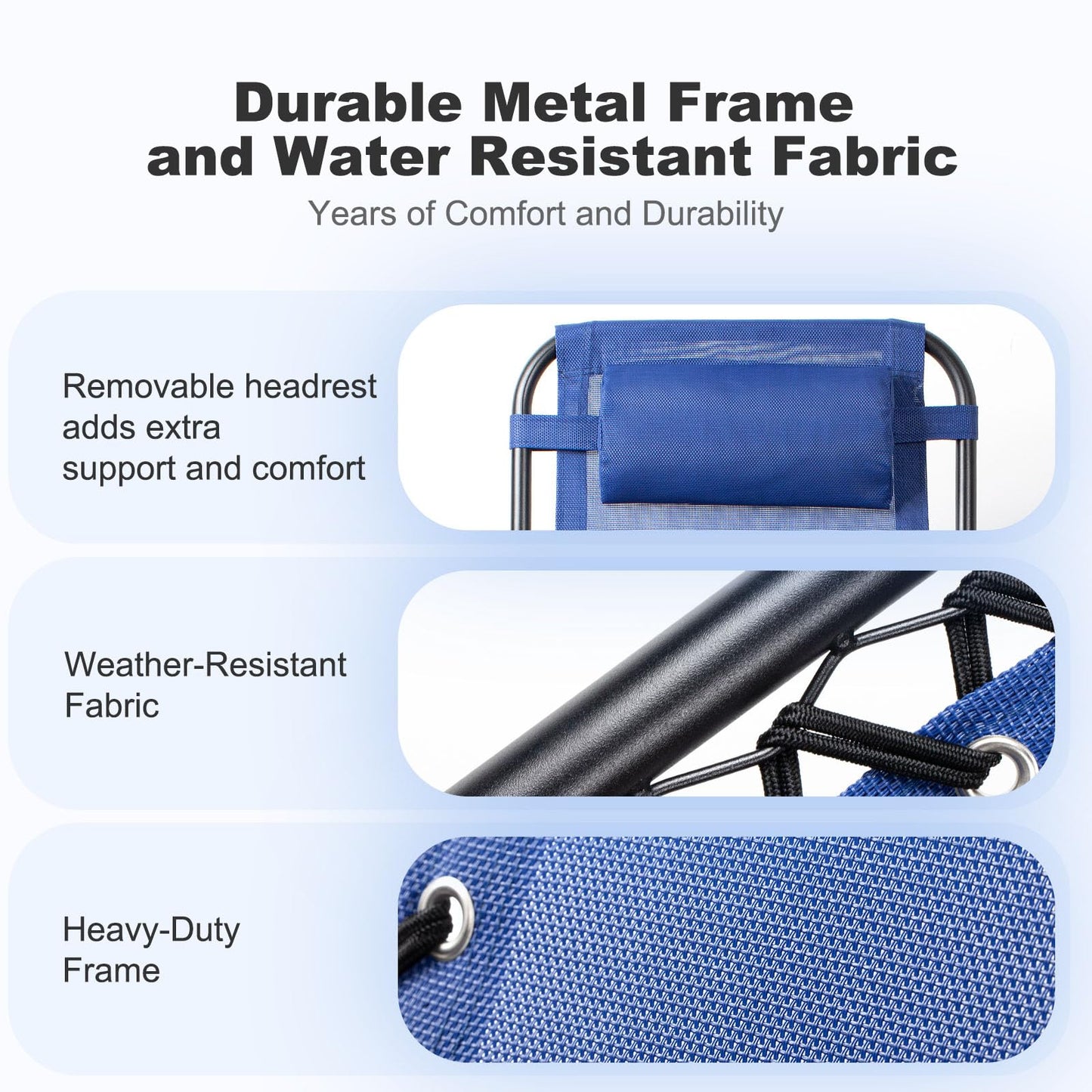 Nazhura Set of 2 Relaxing Recliners Patio Chairs Adjustable Steel Mesh Zero Gravity Lounge Chair Beach Chairs with Pillow and Cup Holder (Blue)