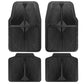 CAR PASS Rubber Floor Mats, All Weather Waterproof Trim-to-Fit Automotive Mats for Cars Trucks SUV, Anti-Slip Easy Clean, Heavy Duty Full Set 3-Piece, All Black