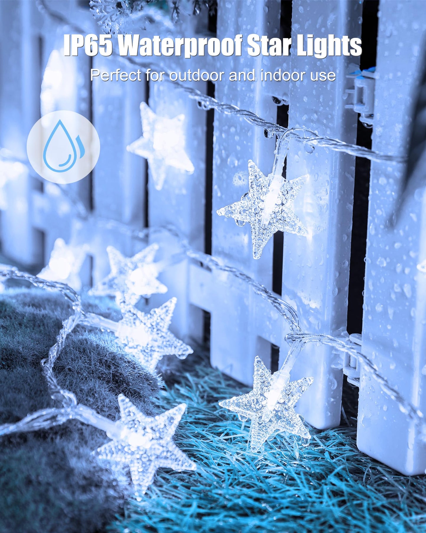 Star String Lights Plug in - 66 ft 200 LED Star Fairy String Lights with Remote and Timer, 8 Modes Waterproof for Bedroom Tent Loft Bed Window Backyard Patio Porch Balcony Party, White