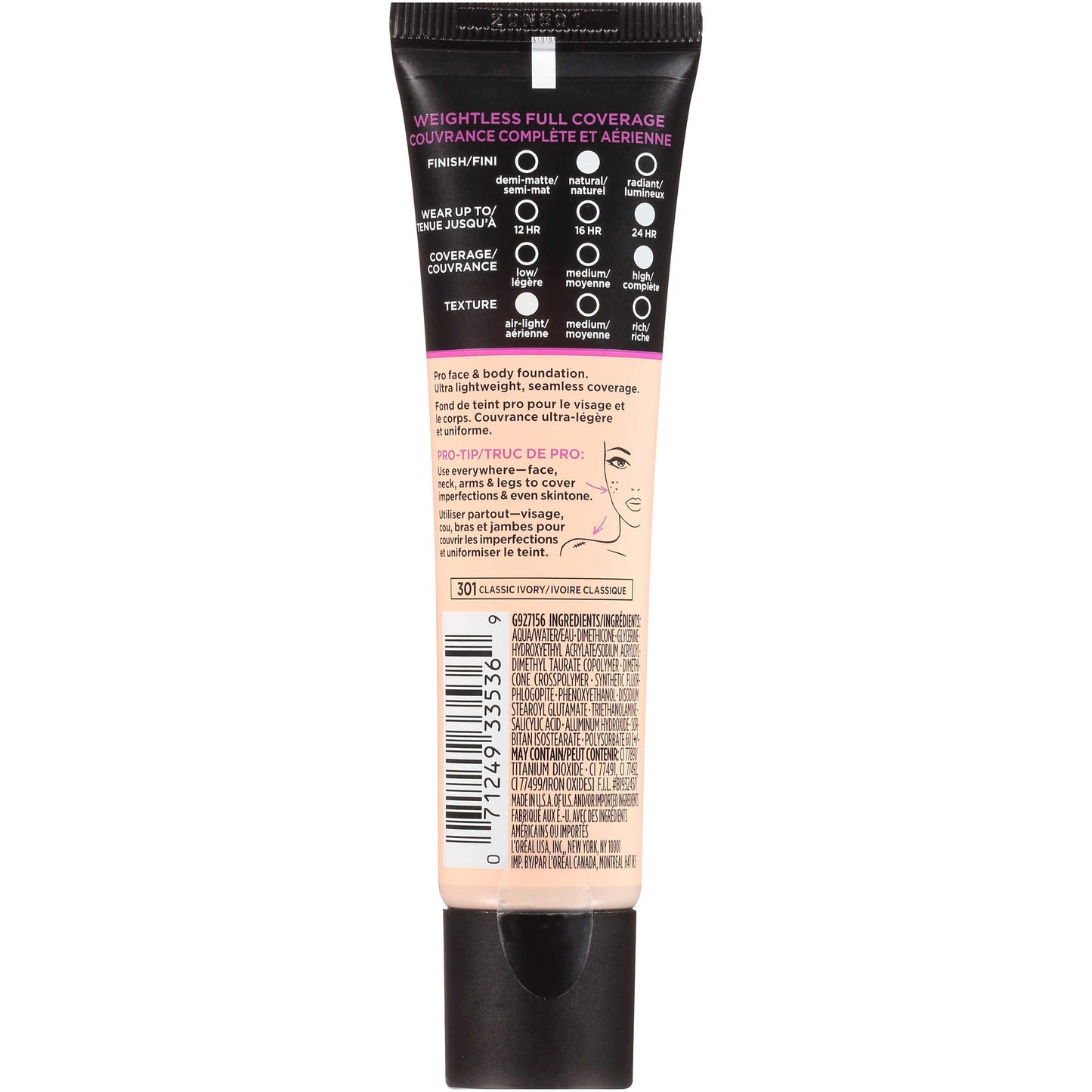 L'Oreal Paris Infallible Total Cover Foundation, Classic Ivory, 1 fl; oz.