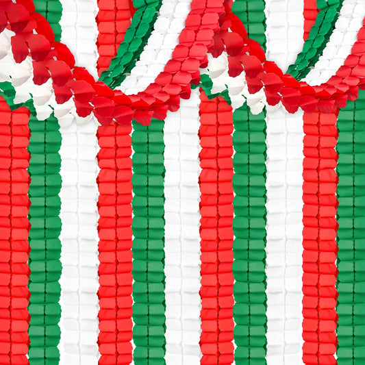 12Pcs Italian Themed Party Decorations Set, Hanging Red White and Green Paper Streamers Garland for Mexican Italian Christmas Decorations