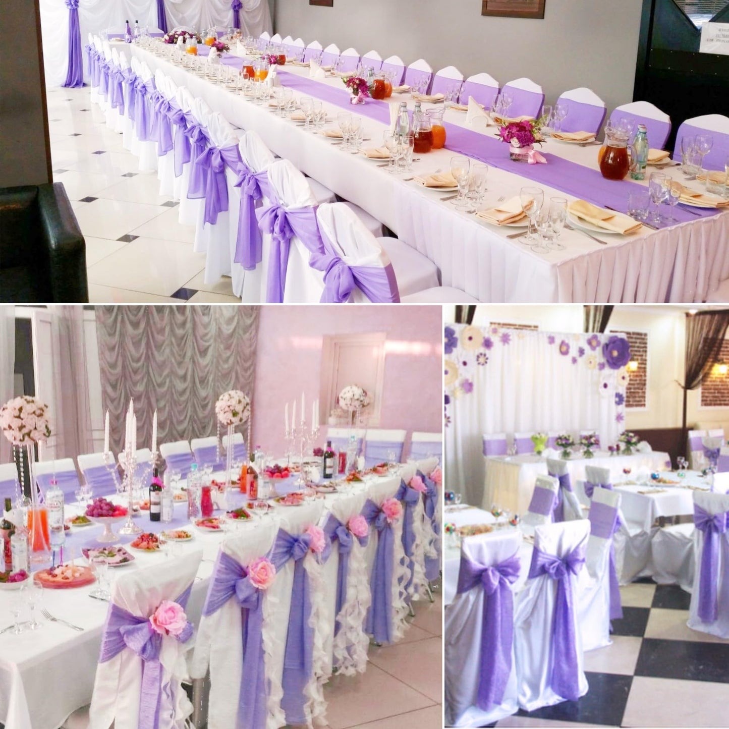 100 PCS Satin Chair Sashes Decorative Bow Chair Sashes Ties Back Ribbon Bows Chair Cover Band for Wedding Party Ceremony Reception Events Banquet Home Kitchen Chair Cover Decor(7x108inch,Lavender)