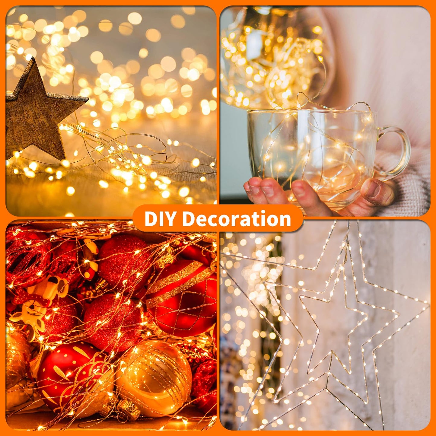 TingMiao 6 Pack Fairy Lights Battery Operated 7.2 ft 20 LED Mini String Lights Waterproof Copper Wire Firefly Starry Lights for Wedding Bedroom Party Christmas Decor(Warm White)