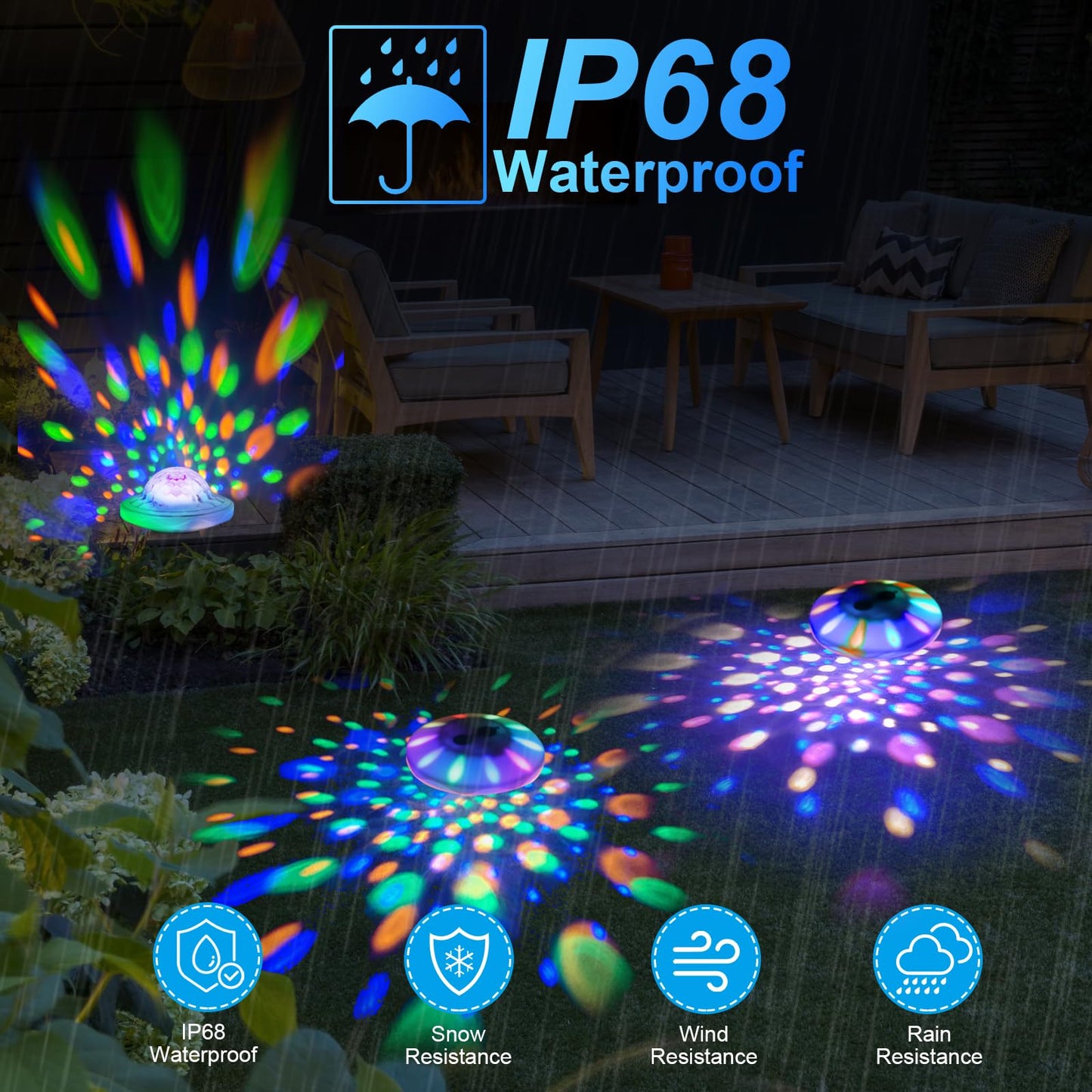 TEPENAR Rechargeable Floating Pool Lights: 2 Pack Pool Light That Float with RGB Color Changing Upper and Lower Floating Lights Remote Control IP68 Waterproof Bathtub Lights for Pond Garden Party