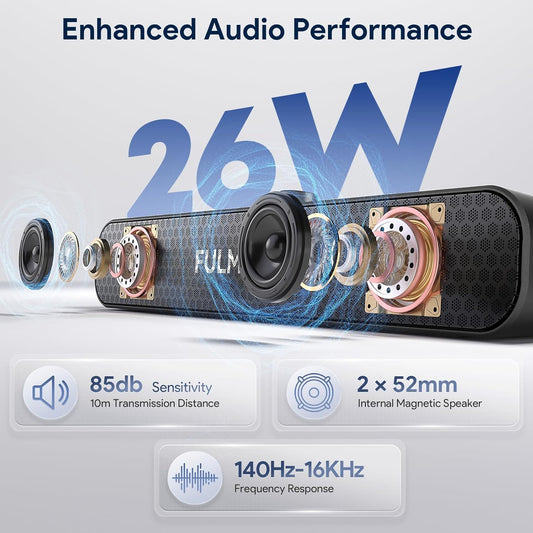 FULMINARE Bluetooth Speaker with 26W HD Sound, Portable Speaker Up to 30H Playtime, AUX&TF-Card&USB Input, LED Lights, Speakers Bluetooth 5.3 Wireless for Home/Party/Outdoor, Birthday Gift (Black)