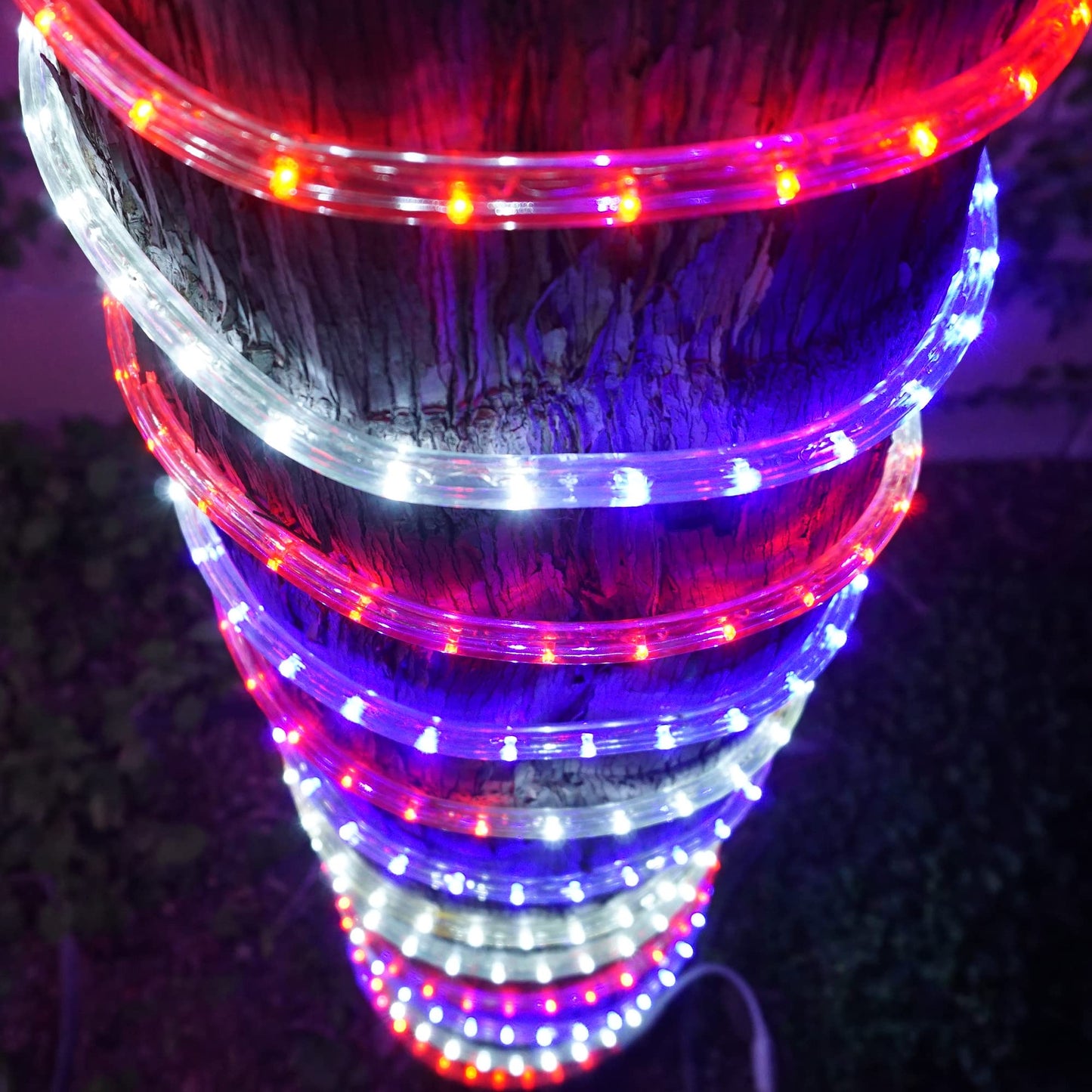 Russell Decor LED Custom Size Rope Lights for 4th of July Party Decorative Lighting Flexible cuttable Non-connectable Rope Light Red White Blue(16 ft)