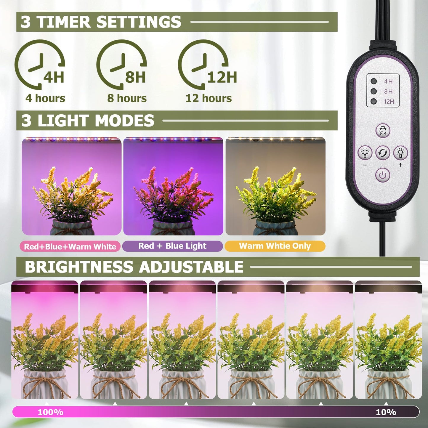 TC-HOMENY Plant Stand Indoor with Grow Lights, 7 Tiered Metal Plant Shelf, 45" Tall Irregular Plant Stand for Indoor Plants, Plants Flower Holder, Plant Shelf Display Rack for Patio, Living Room