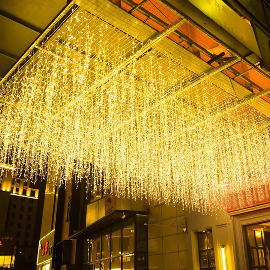 FATONESA LED Icicle Christmas Lights, 13FT 96 LEDs Fairy String Lights Extendable Curtain 8 Modes Dangling Twinkle Novelty Hanging Lights for Ceiling Party Window Decorations, Warm White 4M