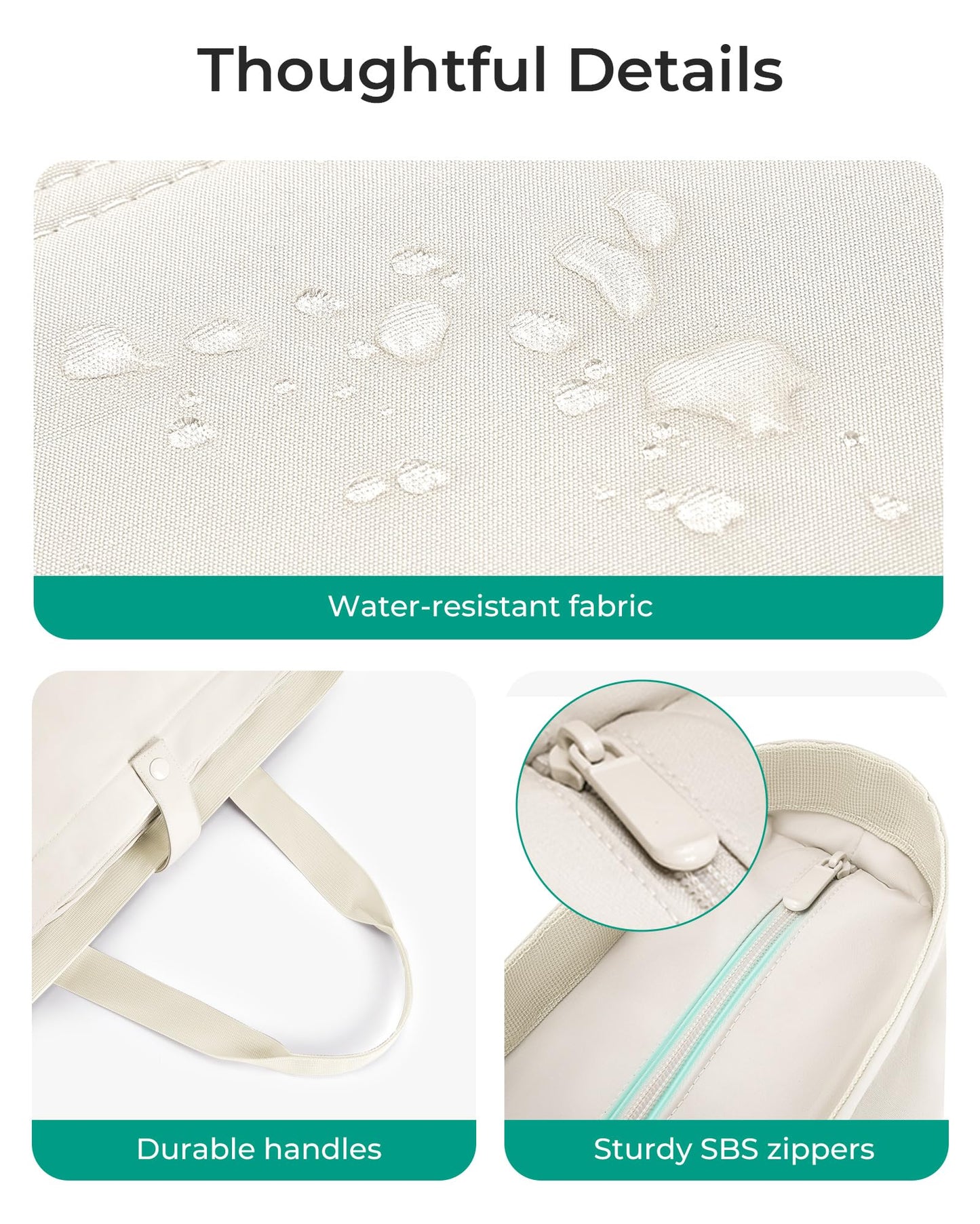 BAGSMART Tote Bag for Women, Foldable Tote Bag With Zipper Travel Large Shoulder Bag Handbag for Work-16.5''l X 6''wx 14''h