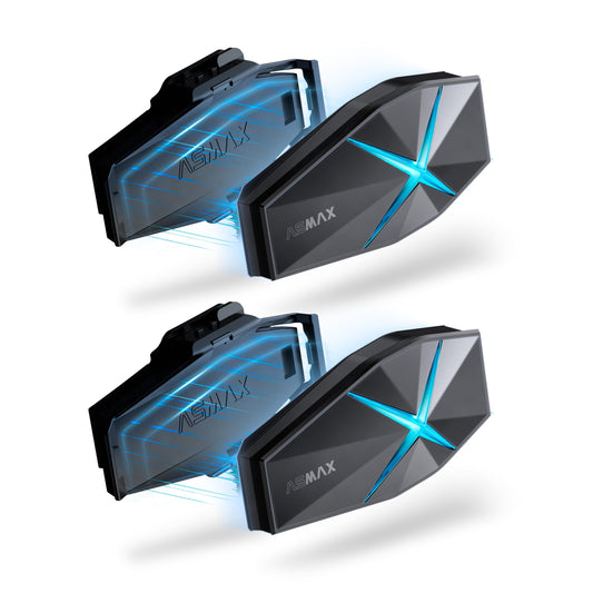 ASMAX F1 3-Mode Motorcycle Helmet Intercom for 10 Riders, Offline Voice Control Motorcycle Bluetooth Headset with Hi-Fi Speaker, Multitasking,Mesh Helmet Communication Systems, Fast Charging, 2 Pack